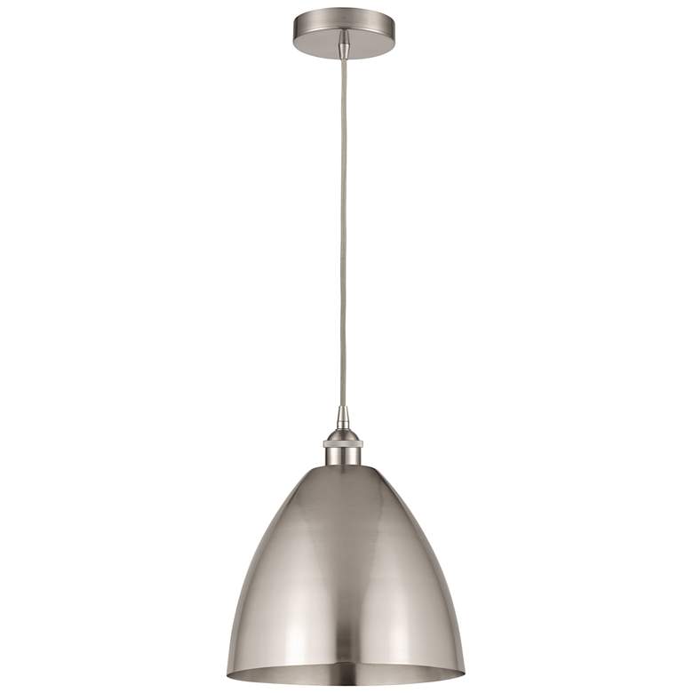 Image 1 Edison Dome 12"W Brushed Nickel Corded Mini Pendant w/ Brushed Nickel