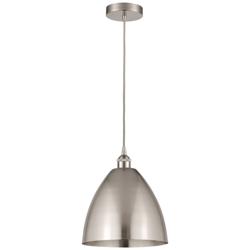 Edison Dome 12"W Brushed Nickel Corded Mini Pendant w/ Brushed Nickel