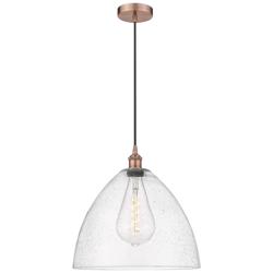 Edison Dome 16" Antique Copper Cord Hung Pendant w/ Seedy Shade
