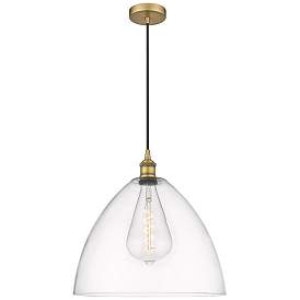 Image1 of Edison Dome 16" Brushed Brass Cord Hung Pendant w/ Clear Shade