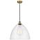 Edison Dome 16" Brushed Brass Cord Hung Pendant w/ Seedy Shade
