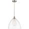 Edison Dome 16" Brushed Satin Nickel Cord Hung Pendant w/ Clear Shade