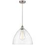 Edison Dome 16" Brushed Satin Nickel Cord Hung Pendant w/ Seedy Shade