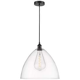 Image1 of Edison Dome 16" Matte Black Cord Hung Pendant w/ Clear Shade