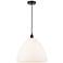 Edison Dome 16" Matte Black Cord Hung Pendant w/ Matte White Shade