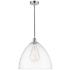 Edison Dome 16" Polished Chrome Cord Hung Pendant w/ Clear Shade