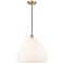 Edison Dome 16" Satin Gold Cord Hung Pendant w/ Matte White Shade