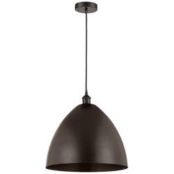 Edison Dome 16" Wide Bronze Corded Mini Pendant w/ Bronze Shade