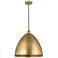 Edison Dome 16" Wide Brushed Brass Corded Mini Pendant w/ Matte Black 