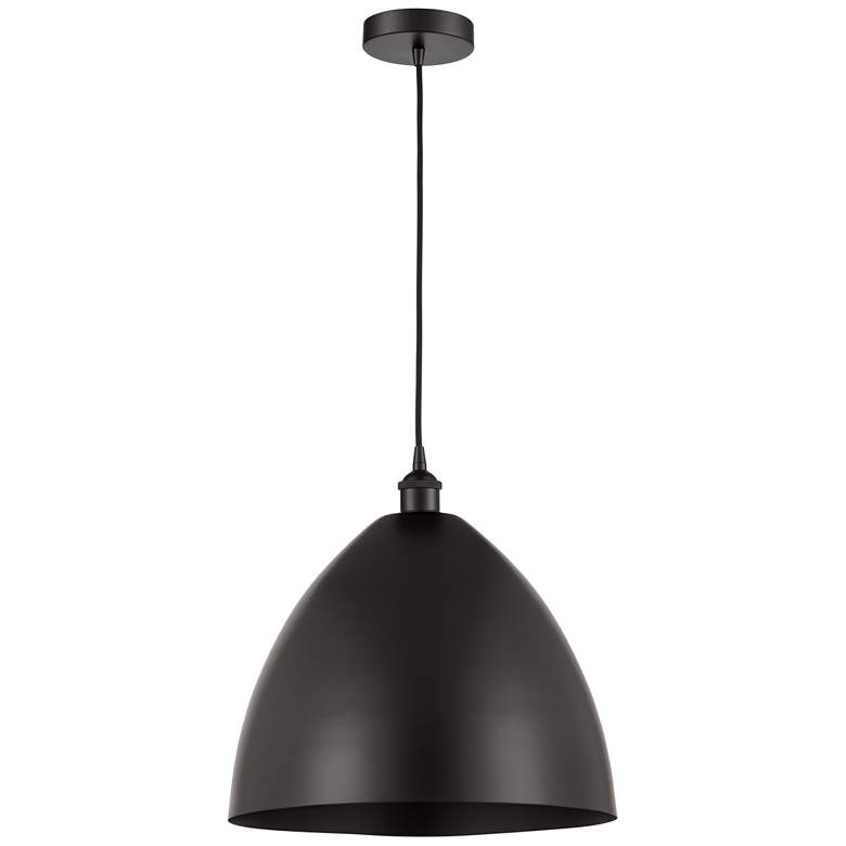 Image 1 Edison Dome 16" Wide Matte Black Corded Mini Pendant w/ Matte Black Sh