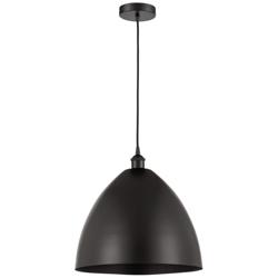 Edison Dome 16" Wide Matte Black Corded Mini Pendant w/ Matte Black Sh