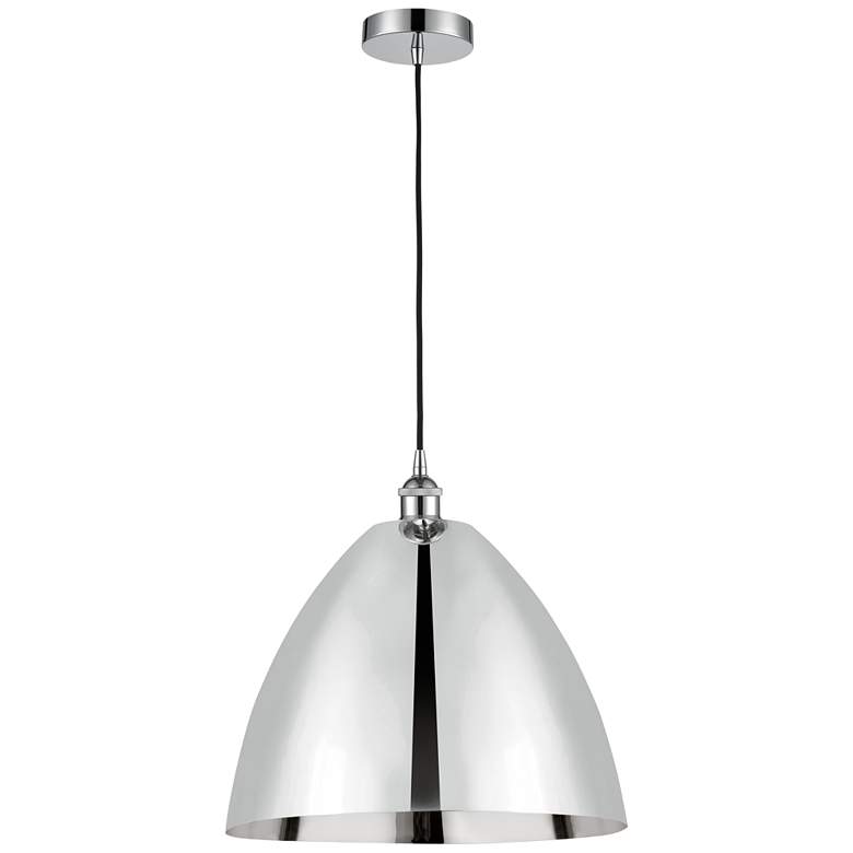 Image 1 Edison Dome 16"W Chrome Corded Mini Pendant w/ Chrome Shade