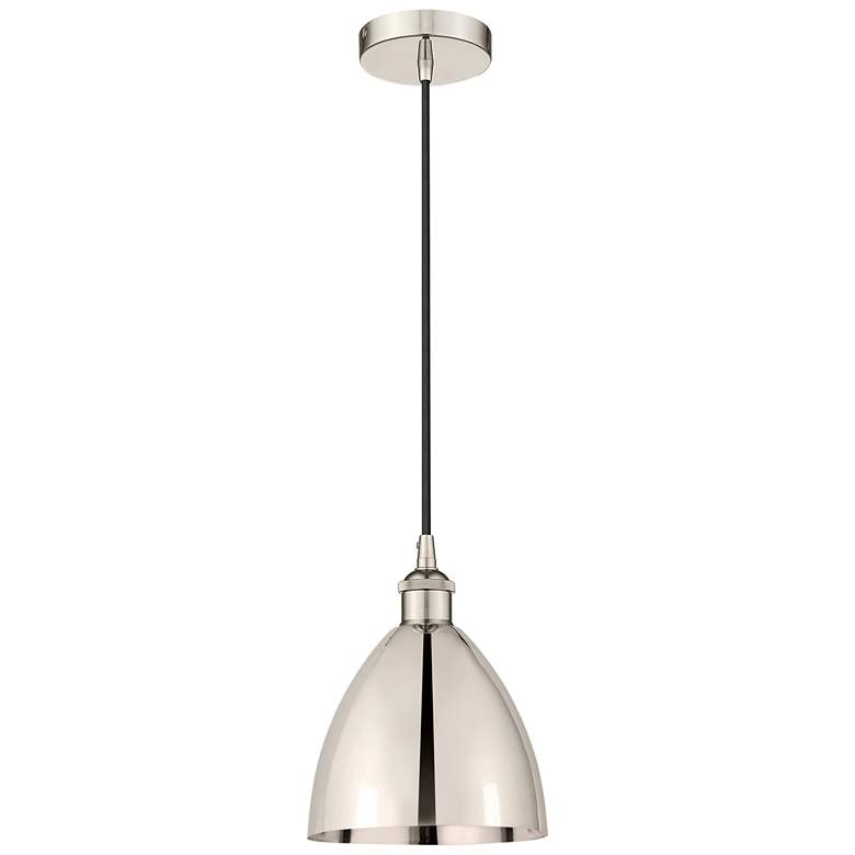 Image 1 Edison Dome 7.5"W Polished Nickel Corded Mini Pendant w/ Nickel Shade