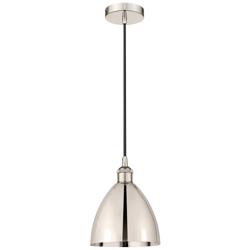 Edison Dome 7.5"W Polished Nickel Corded Mini Pendant w/ Nickel Shade