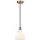 Edison Dome 8" Antique Brass Cord Hung Mini Pendant w/ Matte White Sha