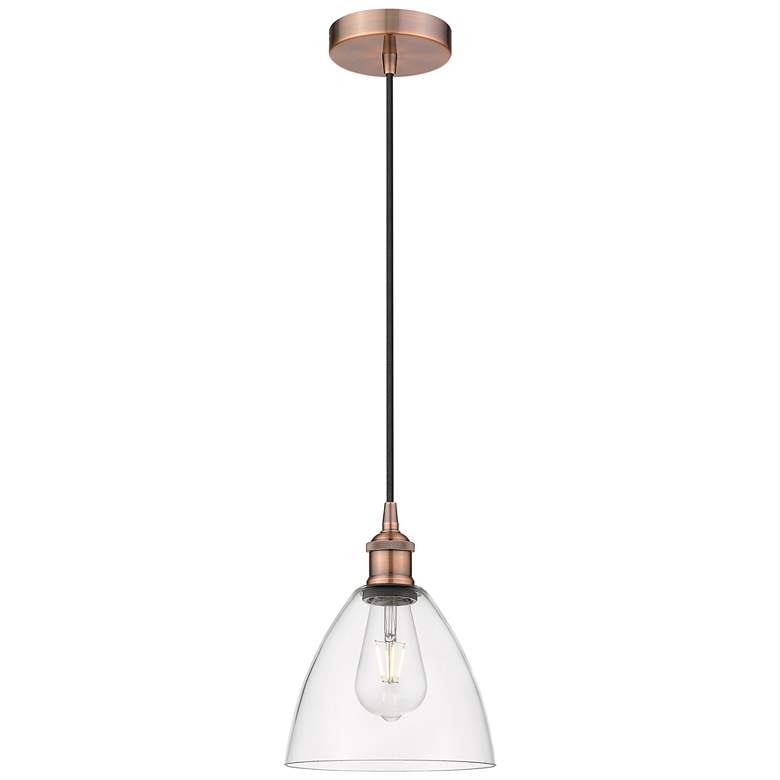 Image 1 Edison Dome 8" Antique Copper Cord Hung Mini Pendant w/ Clear Shade