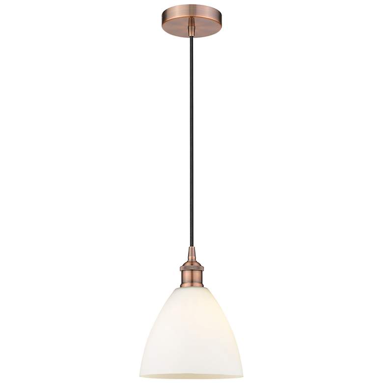 Image 1 Edison Dome 8" Antique Copper Cord Hung Mini Pendant w/ Matte White Sh