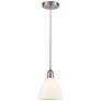Edison Dome 8" Brushed Satin Nickel Cord Hung Mini Pendant w/ White Sh