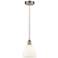 Edison Dome 8" Brushed Satin Nickel Cord Hung Mini Pendant w/ White Sh