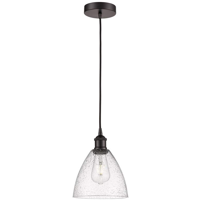 Image 1 Edison Dome 8" Oil Rubbed Bronze Cord Hung Mini Pendant w/ Seedy Shade