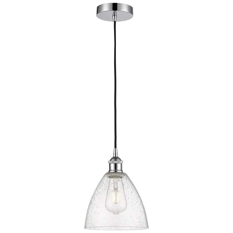 Image 1 Edison Dome 8" Polished Chrome Cord Hung Mini Pendant w/ Seedy Shade