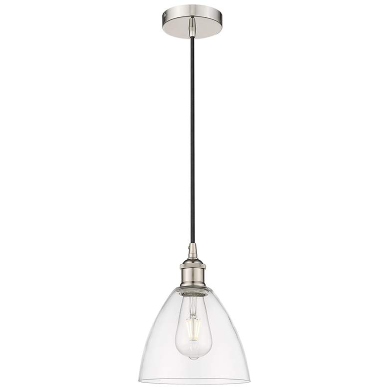 Image 1 Edison Dome 8" Polished Nickel Cord Hung Mini Pendant w/ Clear Shade