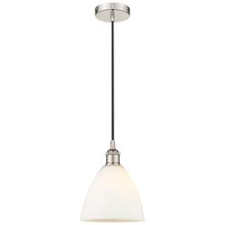 Edison Dome 8" Polished Nickel Cord Hung Mini Pendant w/ Matte White S