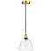 Edison Dome 8" Satin Gold Cord Hung Mini Pendant w/ Clear Shade