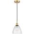 Edison Dome 8" Satin Gold Cord Hung Mini Pendant w/ Seedy Shade