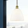 2_Edison Dome 9" Brushed Brass Cord Hung Mini Pendant w/ Matte White Sha more views