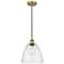 Edison Dome 9" Brushed Brass Cord Hung Mini Pendant w/ Seedy Shade
