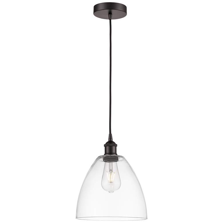 Image 1 Edison Dome 9" Oil Rubbed Bronze Cord Hung Mini Pendant w/ Clear Shade