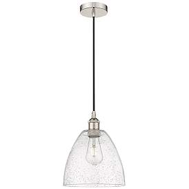 Image1 of Edison Dome 9" Polished Nickel Cord Hung Mini Pendant w/ Seedy Shade