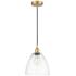 Edison Dome 9" Satin Gold Cord Hung Mini Pendant w/ Clear Shade