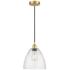 Edison Dome 9" Satin Gold Cord Hung Mini Pendant w/ Seedy Shade