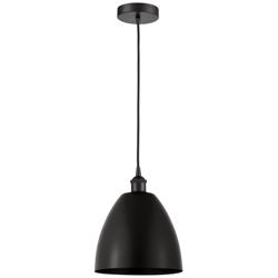 Edison Dome 9" Wide Matte Black Corded Mini Pendant w/ Matte Black Sha