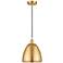Edison Dome 9" Wide Satin Gold Corded Mini Pendant w/ Matte Black Shad