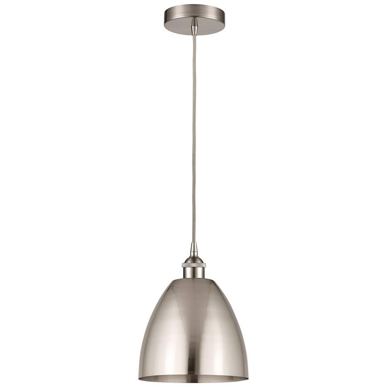 Image 1 Edison Dome 9"W Brushed Nickel Corded Mini Pendant w/ Brushed Nickel S