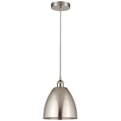 Edison Dome 9"W Brushed Nickel Corded Mini Pendant w/ Brushed Nickel S