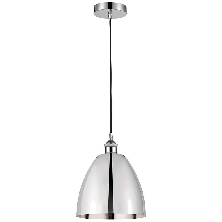 Image 1 Edison Dome 9"W Chrome Corded Mini Pendant w/ Chrome Shade