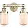 Edison Dover 15.5"W 2 Light Antique Brass Bath Light With White Shade