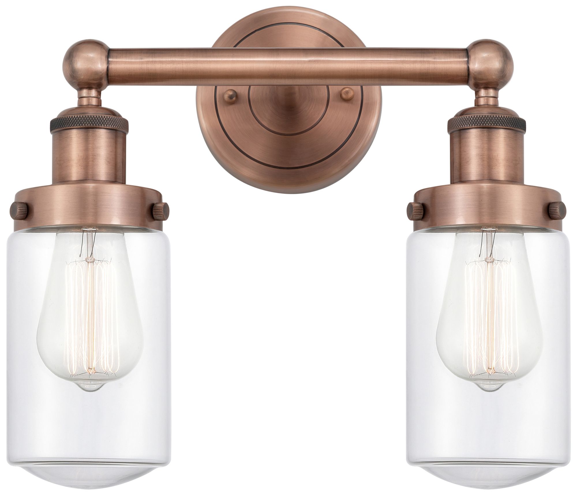 Edison Dover 15.5"W 2 Light Antique Copper Bath Light With Clear Shade ...