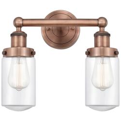 Edison Dover 15.5&quot;W 2 Light Antique Copper Bath Light With Clear Shade
