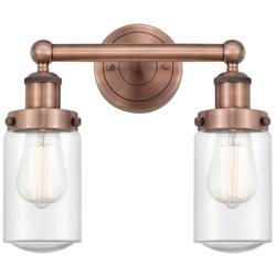 Edison Dover 15.5&quot;W 2 Light Antique Copper Bath Light With Seedy Shade