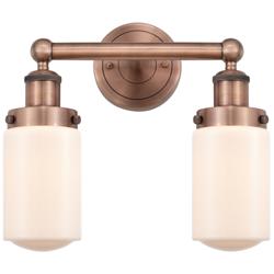 Edison Dover 15.5&quot;W 2 Light Antique Copper Bath Light With White Shade