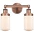 Edison Dover 15.5"W 2 Light Antique Copper Bath Light With White Shade