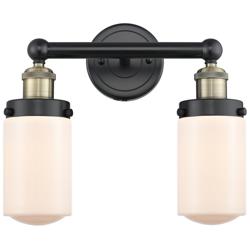 Edison Dover 15.5&quot;W 2 Light Black Antique Brass Bath Light With White