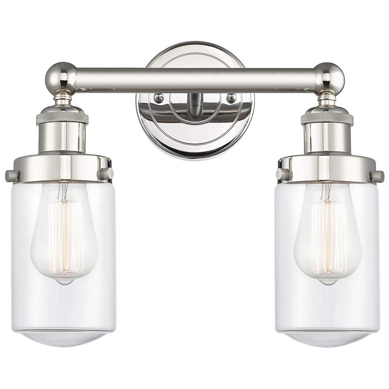 Image 1 Edison Dover 15.5 inchW 2 Light Polished Nickel Bath Light With Clear Shad