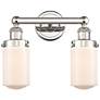 Edison Dover 15.5"W 2 Light Polished Nickel Bath Light With White Shad