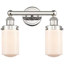 Edison Dover 15.5&quot;W 2 Light Polished Nickel Bath Light With White Shad